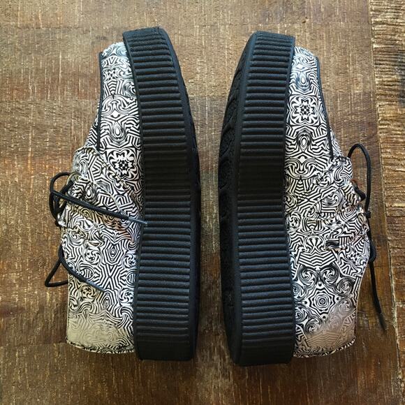 T.U.K. Mondo Creeper Loafer Mens 7 Womens 9 Black White Platform Sneaker Punk - Picture 8 of 11